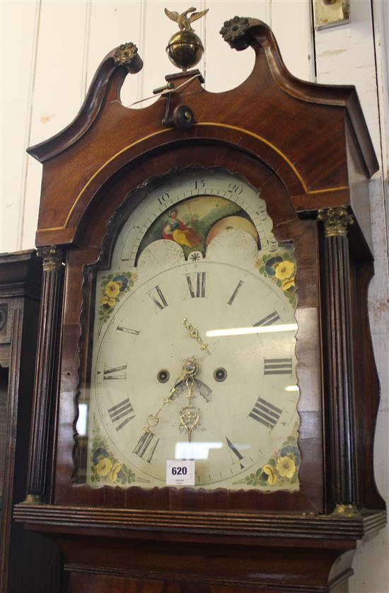 Early 19th century inlaid mahogany 8 day longcase clock(-)